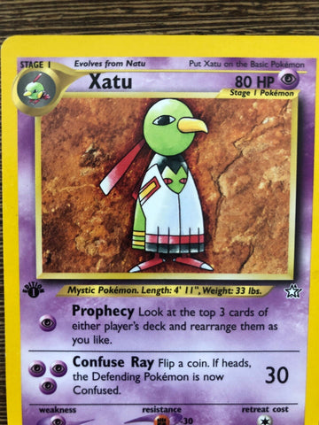 Pokemon Neo Genesis Non Holo Xatu 52/111 1st Edition NEAR MINT Condition (back)