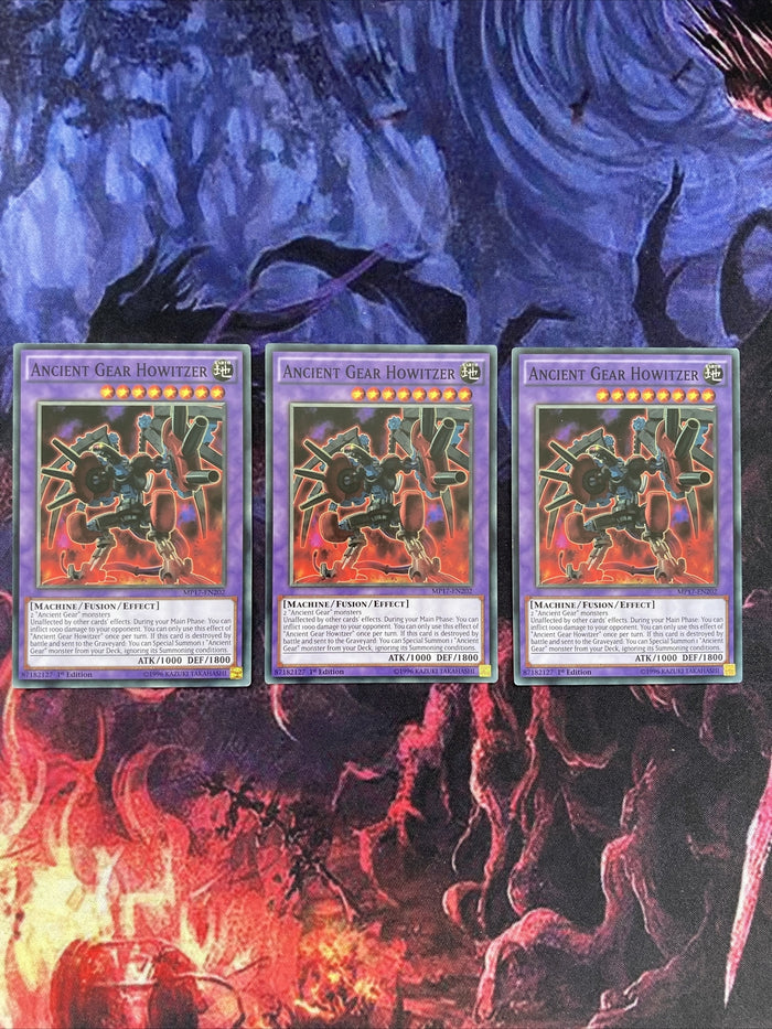 RATE EN042/MP17-EN202  3 x Ancient Gear Howitzer Yugioh PLAY SET NM 1ST ED