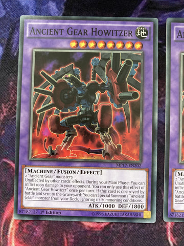 RATE EN042/MP17-EN202  3 x Ancient Gear Howitzer Yugioh PLAY SET NM 1ST ED (back)