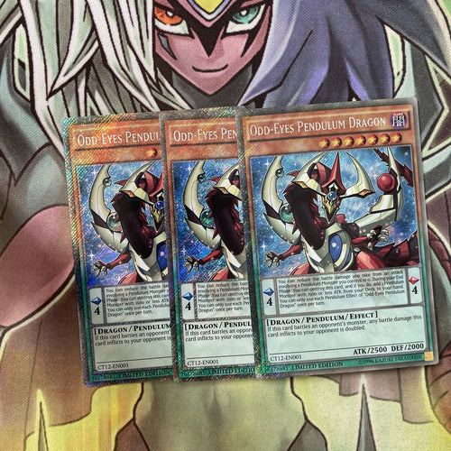CT12-EN001 x3 Odd-Eyes Pendulum Dragon Platinum Rare Excellent Condition Yugioh