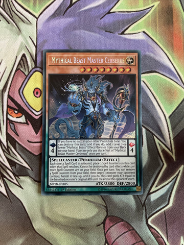 MP18-EN185 Mythical Beast Master Cerberus Secret Rare 1st Ed NM Yugioh Card
