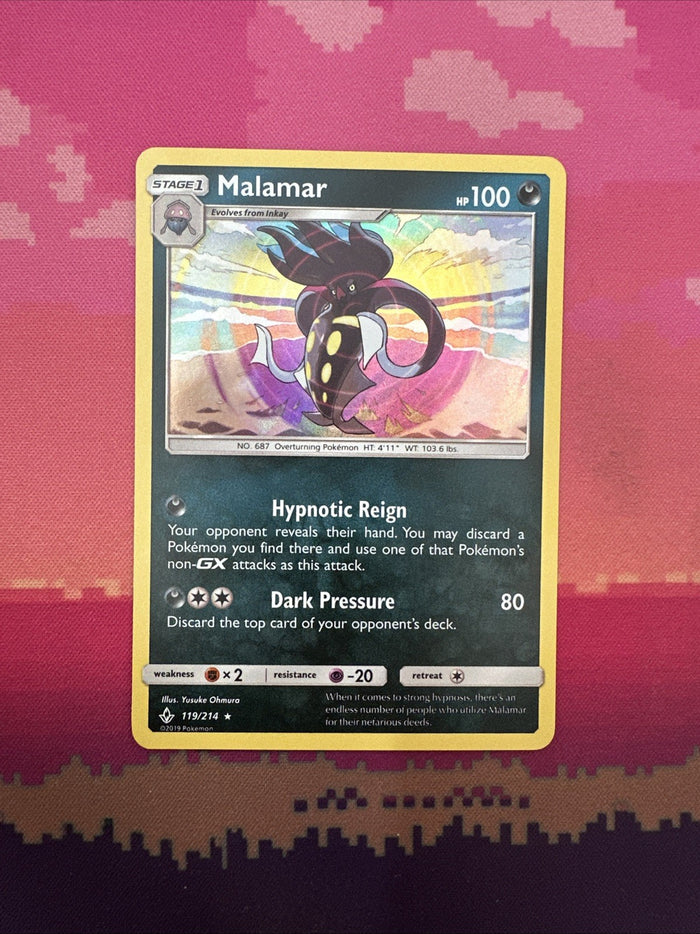 Pokemon Card Malamar Unbroken Bonds Holo Rare 119/214 Near Mint