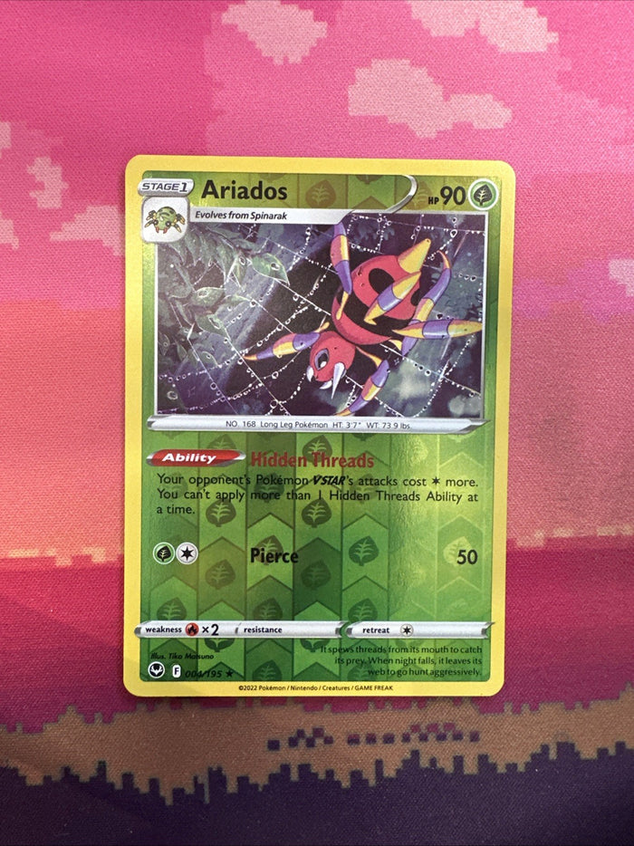 Pokemon Card Ariados Silver Tempest Reverse Holo Rare 004/195 NM