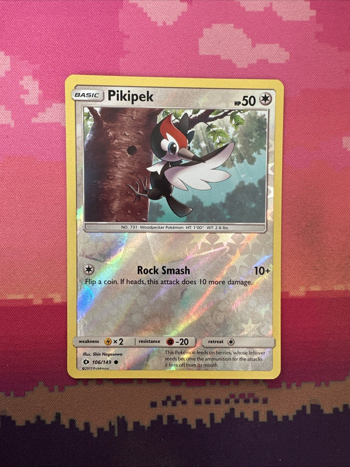 Pokemon Card Pikipek Sun & Moon Reverse Holo 106/149 NM