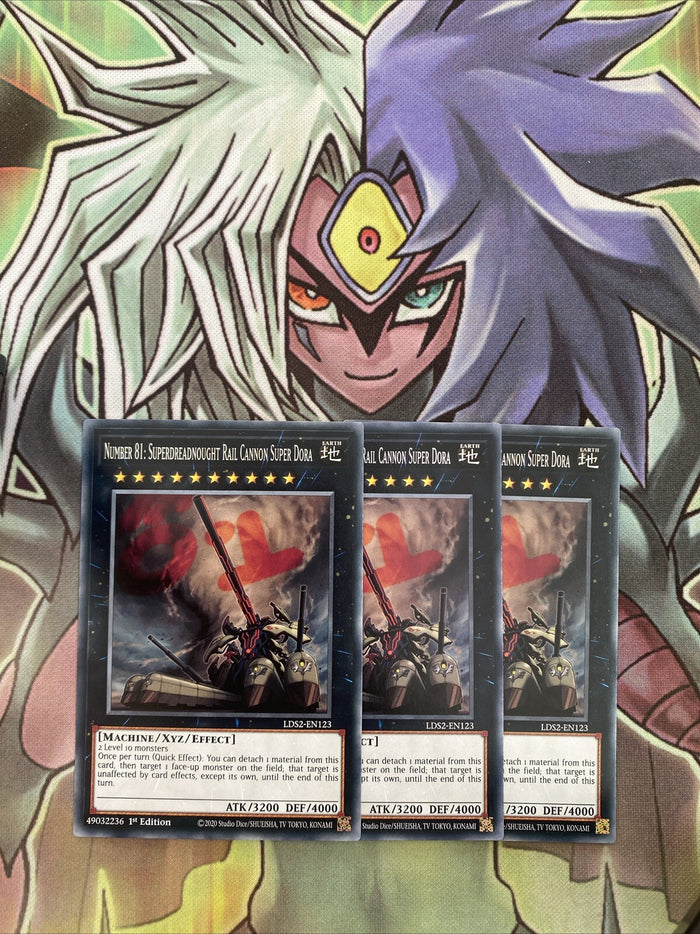 LDS2-EN123 x3 Number 81: Superdreadnought Rail Cannon Super Dora Common Yugioh