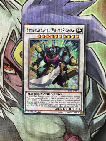 SP15-EN034 Superheavy Samurai Warlord Susanowo Shatterfoil 1st Edition Yugioh