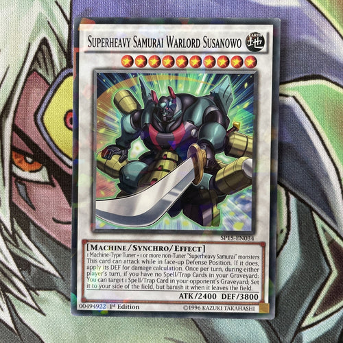 SP15-EN034 Superheavy Samurai Warlord Susanowo Shatterfoil 1st Edition Yugioh