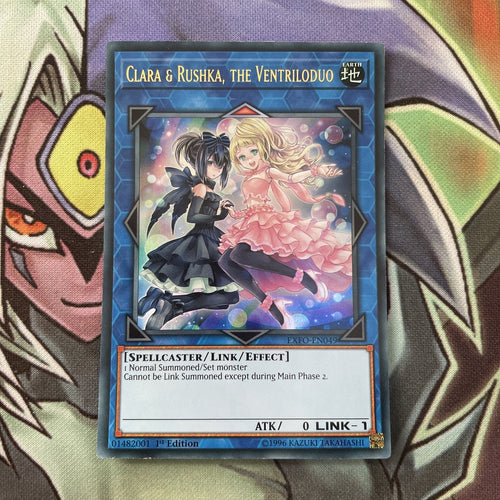 EXFO-EN049 Clara & Rushka, The Ventriloduo Ultra Rare 1st Edition NM Yugioh Card