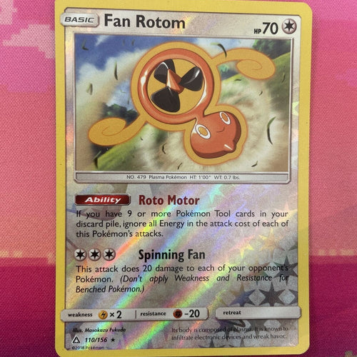 Pokemon Card Fan Rotom Ultra Prism Reverse Holo Rare 110/156 NM