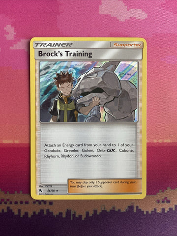 Pokemon Card Brock's Training Hidden Fates Holo Rare 55/68 Near Mint