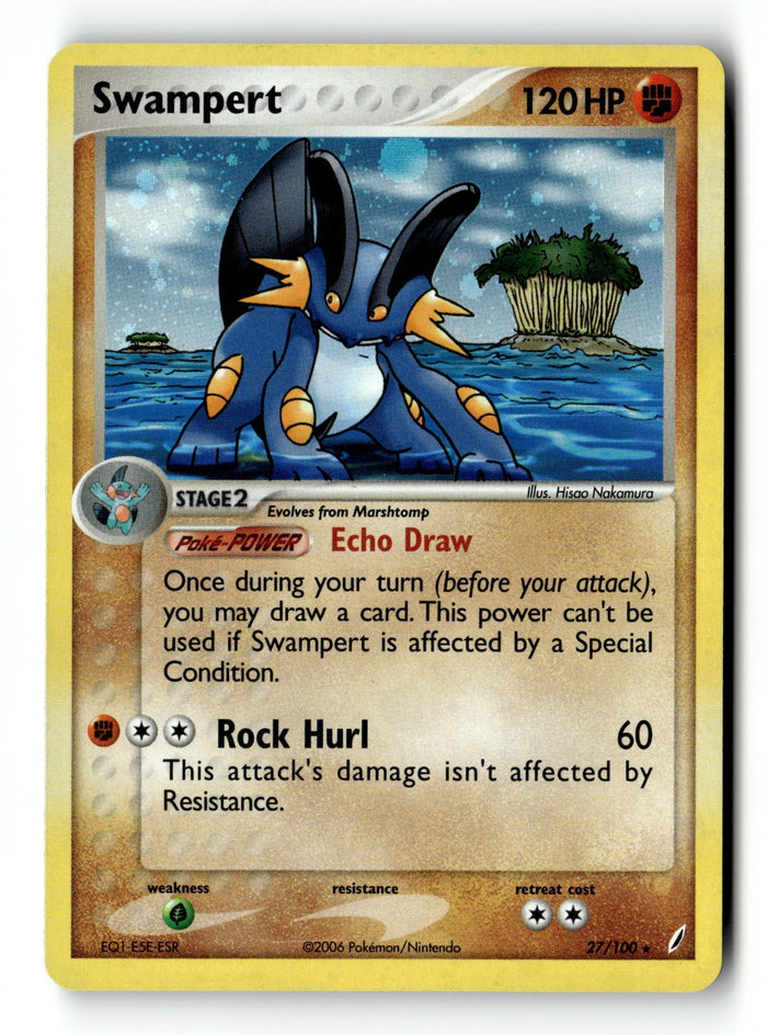 Pokemon Card Swampert Reverse Holo LP Crystal Guardians 27/100
