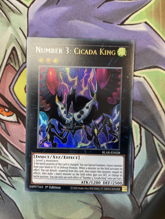 BLAR-EN028 Number 3: Cicada King Ultra Rare 1st Edition NM Yugioh Card