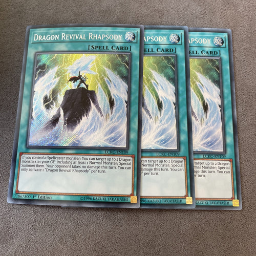 LCKC-EN109 x3 Dragon Revival Rhapsody Secret Rare 1st Edition Mint YuGiOh