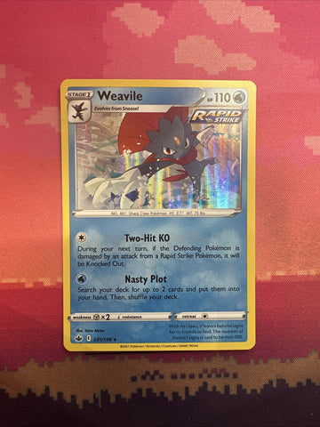Pokemon Card Weavile Chilling Reign Holo Rare 031/198 Near Mint