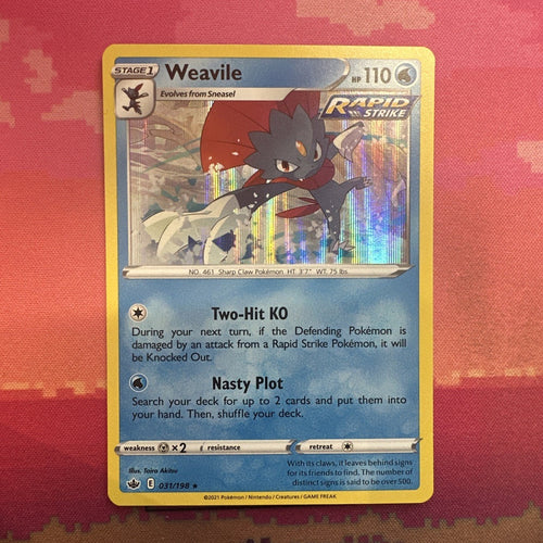 Pokemon Card Weavile Chilling Reign Holo Rare 031/198 Near Mint