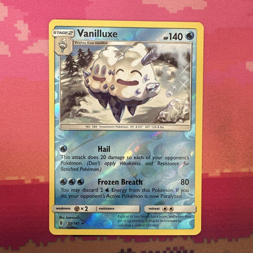 Pokemon Card Vanilluxe Guardians Rising Reverse Holo Rare 35/145 Near Mint