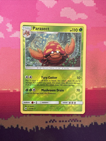 Pokemon Card Parasect Sun & Moon Reverse Holo Rare 5/149 NM