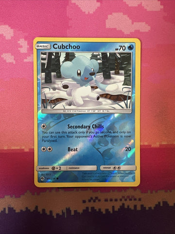 Pokemon Card Cubchoo Lost Thunder Reverse Holo 61/214 Near Mint
