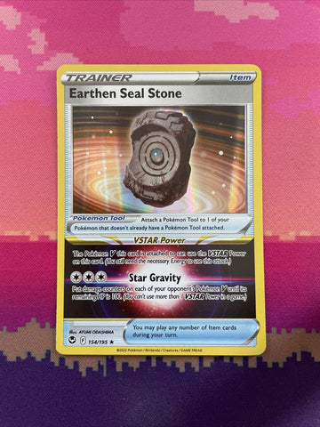 Pokemon Card Earthen Seal Stone 154/195 Holo Silver Tempest NM