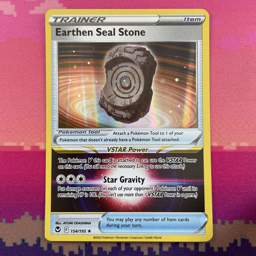 Pokemon Card Earthen Seal Stone 154/195 Holo Silver Tempest NM