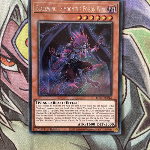 RA01-EN012 Blackwing - Simoon The Poison Wind Platinum Secret NM 1st Ed Yugioh