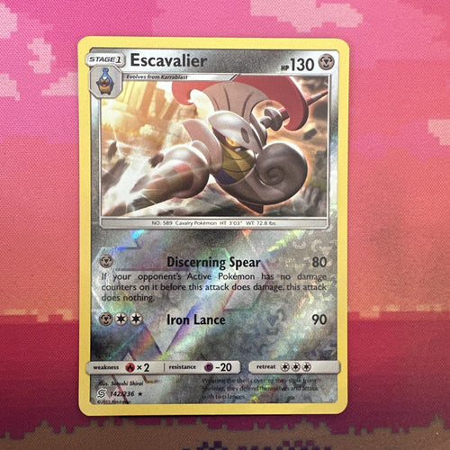 Pokemon Card Escavalier Unified Minds Reverse Holo Rare 142/236 Near Mint