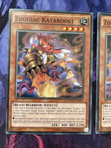 MACR-EN027 x3 Zoodiac Kataroost - Common - Unlimited Edition Yugioh (back)