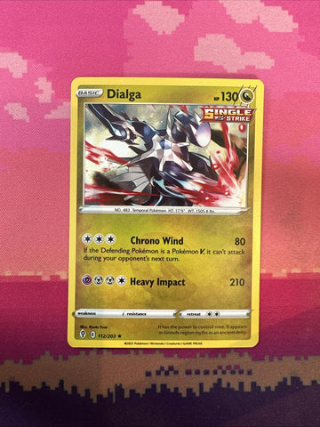 Pokemon Card Dialga Evolving Skies Cosmo Holo Rare 112/203 Near Mint