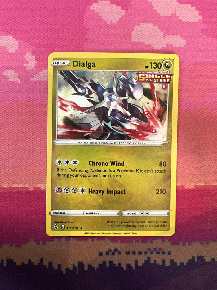 Pokemon Card Dialga Evolving Skies Cosmo Holo Rare 112/203 Near Mint