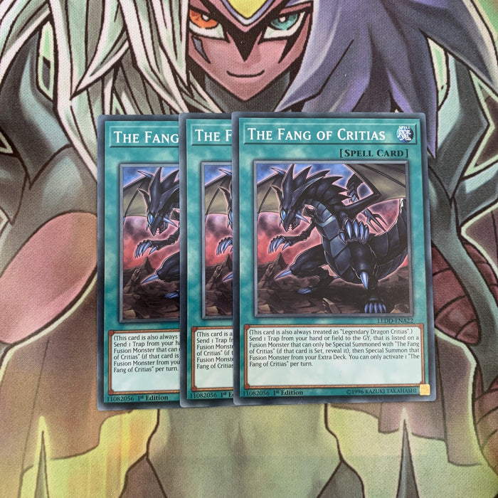 LEDD-ENA22 x3 The Fang of Critias Common Excellent Condition Yugioh