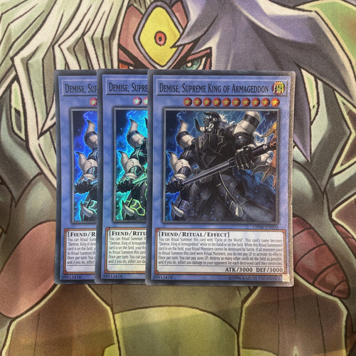 OP08-EN005 Demise, Supreme King Of Armageddon Super x3 Excellent Cond Yugioh