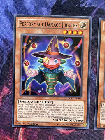 CORE-EN015 x3 Performage Damage Juggler - Common - 1st Edition Yugioh (back)
