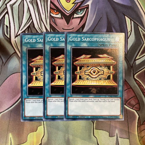 SDAZ-EN027 x3 Gold Sarcophagus Common Excellent Condition Yugioh