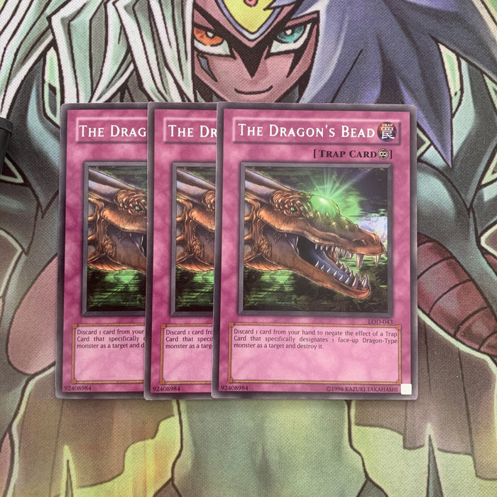 LOD-043 x3 The Dragon's Bead Rare Excellent Condition Yugioh