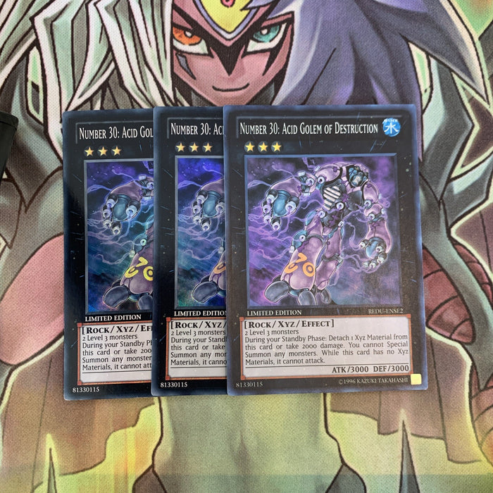 REDU-ENSE2 x3 Number 30: Acid Golem of Destruction Super Excellent Cond Yugioh