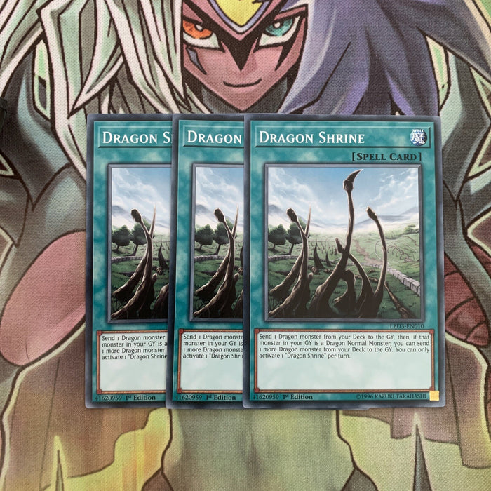 LED3-EN010 x3 Dragon Shrine Common Excellent Condition Yugioh