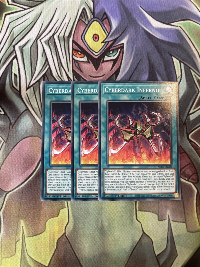 SDCS-EN028 x3 Cyberdark Inferno Common Excellent Condition Yugioh