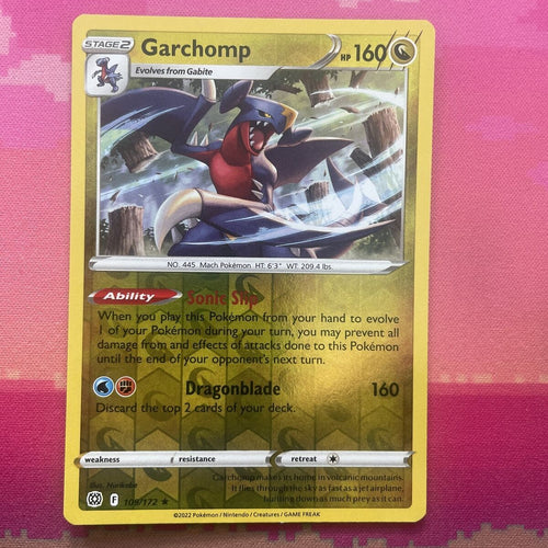 Pokemon Card Garchomp Brilliant Stars Reverse Holo Rare 109/172 NM