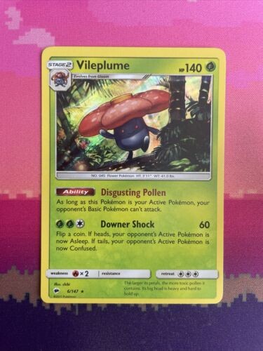 Pokemon Card Vileplume Burning Shadows Holo Rare 6/147 Near Mint