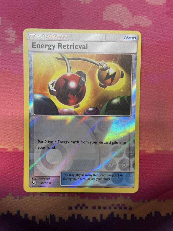 Pokemon Card Energy Retrieval Shining Legends Reverse Holo 59/73 NM