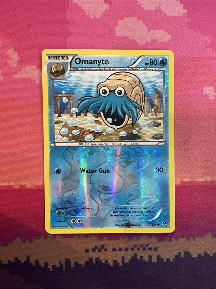 Pokemon Card Omanyte Fates Collide Reverse Holo 17/124 Near Mint