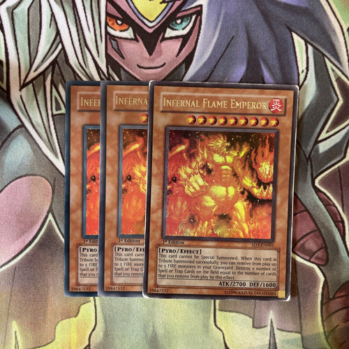 SD3-EN001 x3 Infernal Flame Emperor Ultra Rare Excellent Condition Yugioh