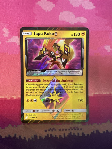 Pokemon Card Tapu Koko Team Up Holo Rare 51/181 Near Mint