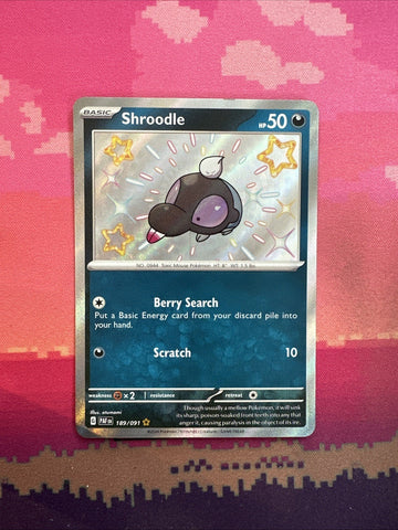 Pokemon Card Shroodle 189/091 Shiny Paldean Fates Near Mint