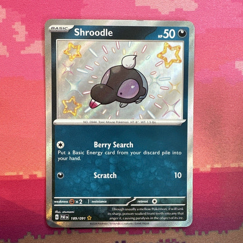 Pokemon Card Shroodle 189/091 Shiny Paldean Fates Near Mint