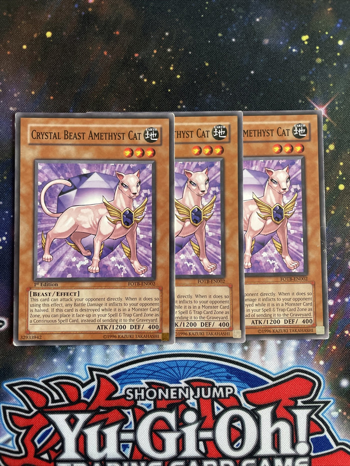 FOTB-EN002 x3 Crystal Beast Amethyst Cat Common Playset Yugioh