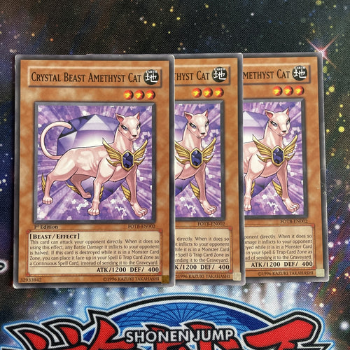FOTB-EN002 x3 Crystal Beast Amethyst Cat Common Playset Yugioh