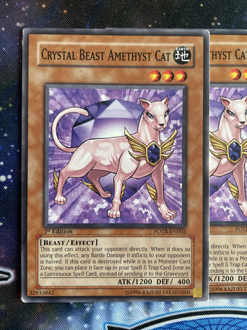 FOTB-EN002 x3 Crystal Beast Amethyst Cat Common Playset Yugioh (back)
