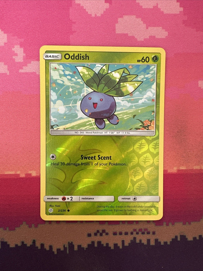 Pokemon Card Oddish Cosmic Eclipse Reverse Holo 2/236 Near Mint