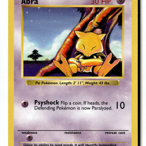 Pokemon Card Abra Unlimited LP Base Set (Shadowless) 043/102